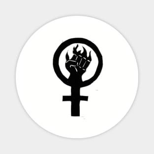 Flaming Feminist Fist Magnet